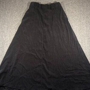 Vintage Coldwater Creek Skirt Size 10P Black Pockets Dark Academia Goth Midi